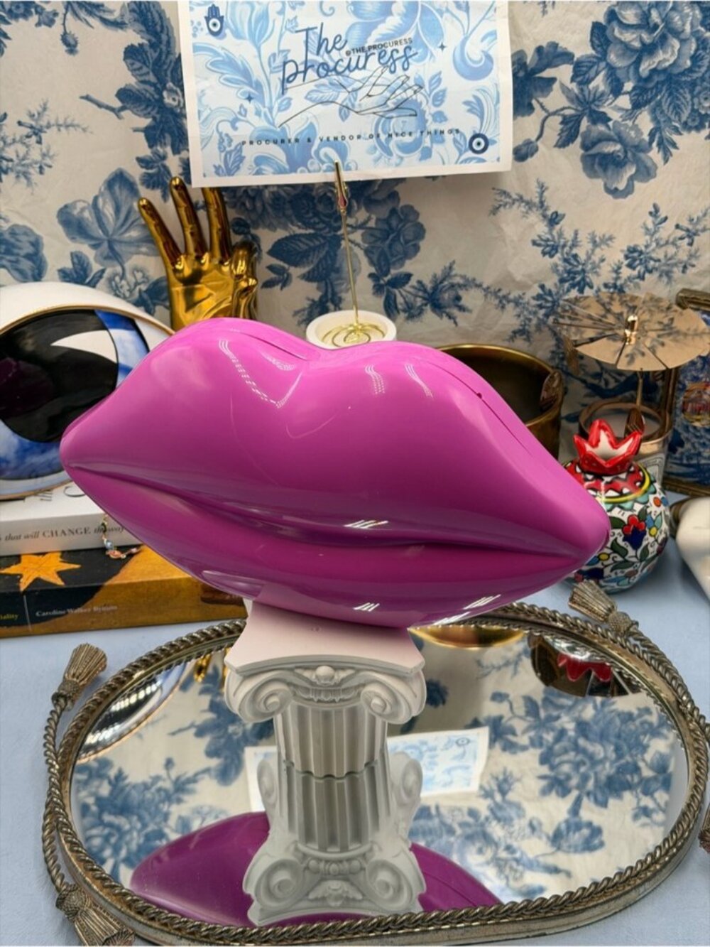 🆕 LULU GUINNESS 🧿 NWOT X ROLLING STONES Iconic Lips Perspex Clutch, Hot Pink - Picture 12 of 15